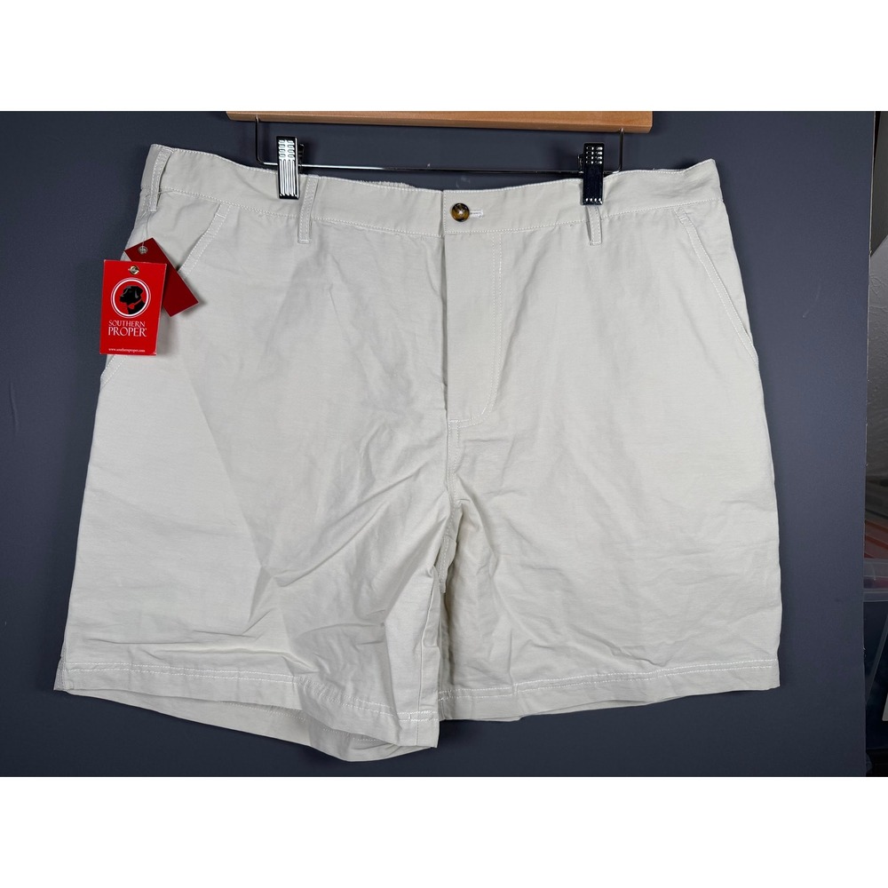 NWT Southern Proper Mens XXL Shade Comfort Shorts Stone 7" Inseam